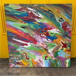 Vibrant Drip Painting Abstract Canvas Original Art